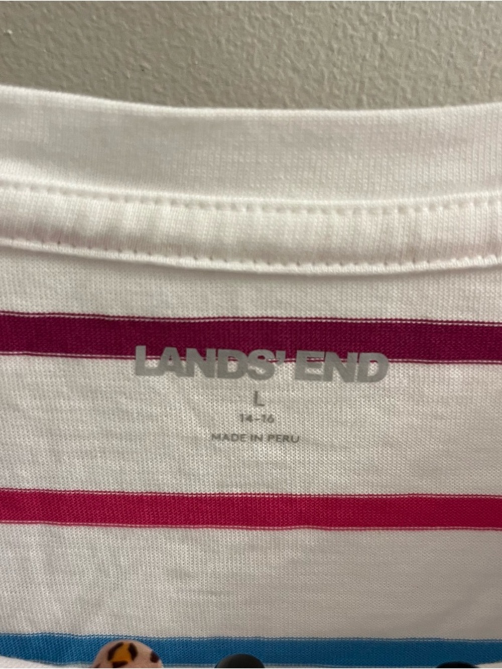Lands End Rainbow Stripe T-Shirt Size Large - Picture 2 of 4